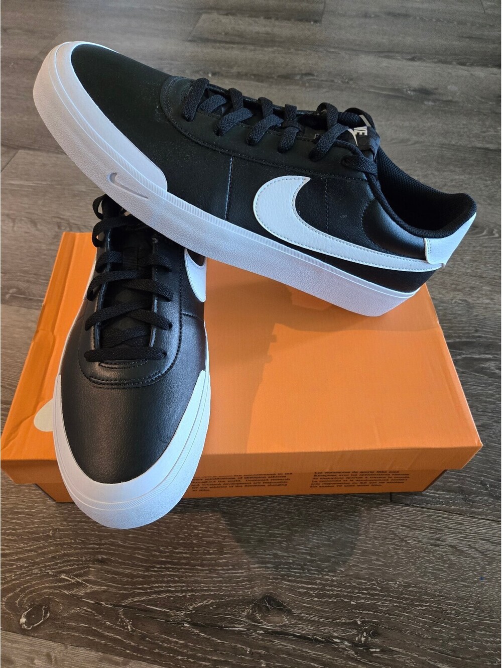 Nike Court Shot Black White Men's Size 12 FQ8146-002 Brand New NIB
